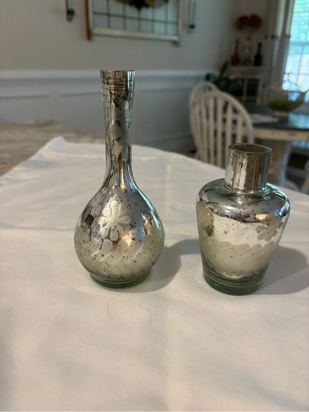 Silver Mercury Glass Bud Vases - Decorative Home Accents